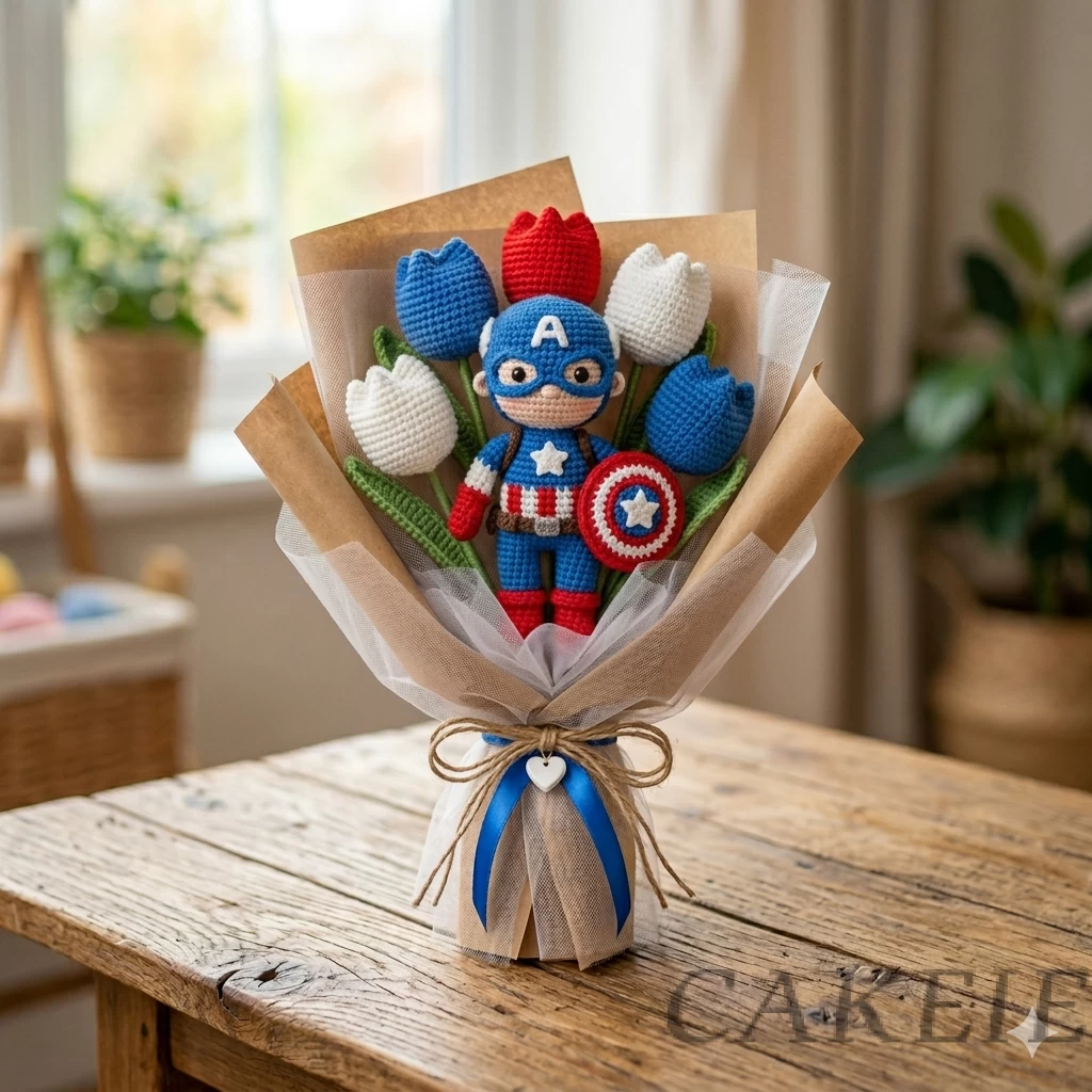 Captain America Crochet Bouquet